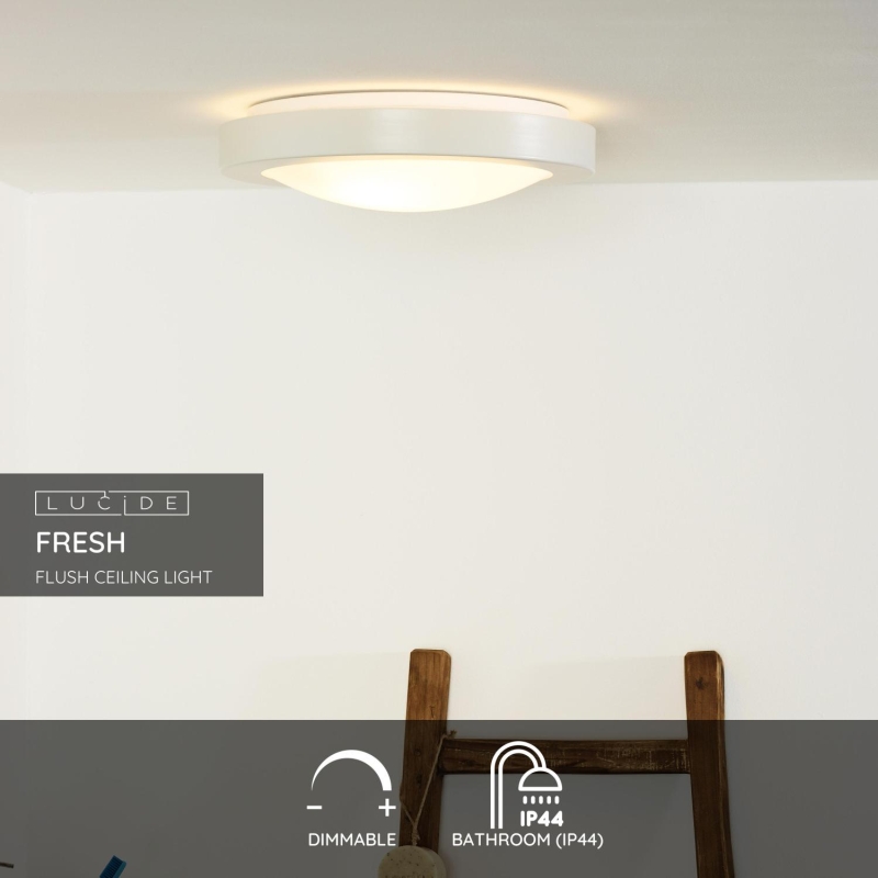 Lucide FRESH - Zapustené stropné svietidlo Kúpeľňa - Ø 35 cm - 2xE27 - IP44 - Biela